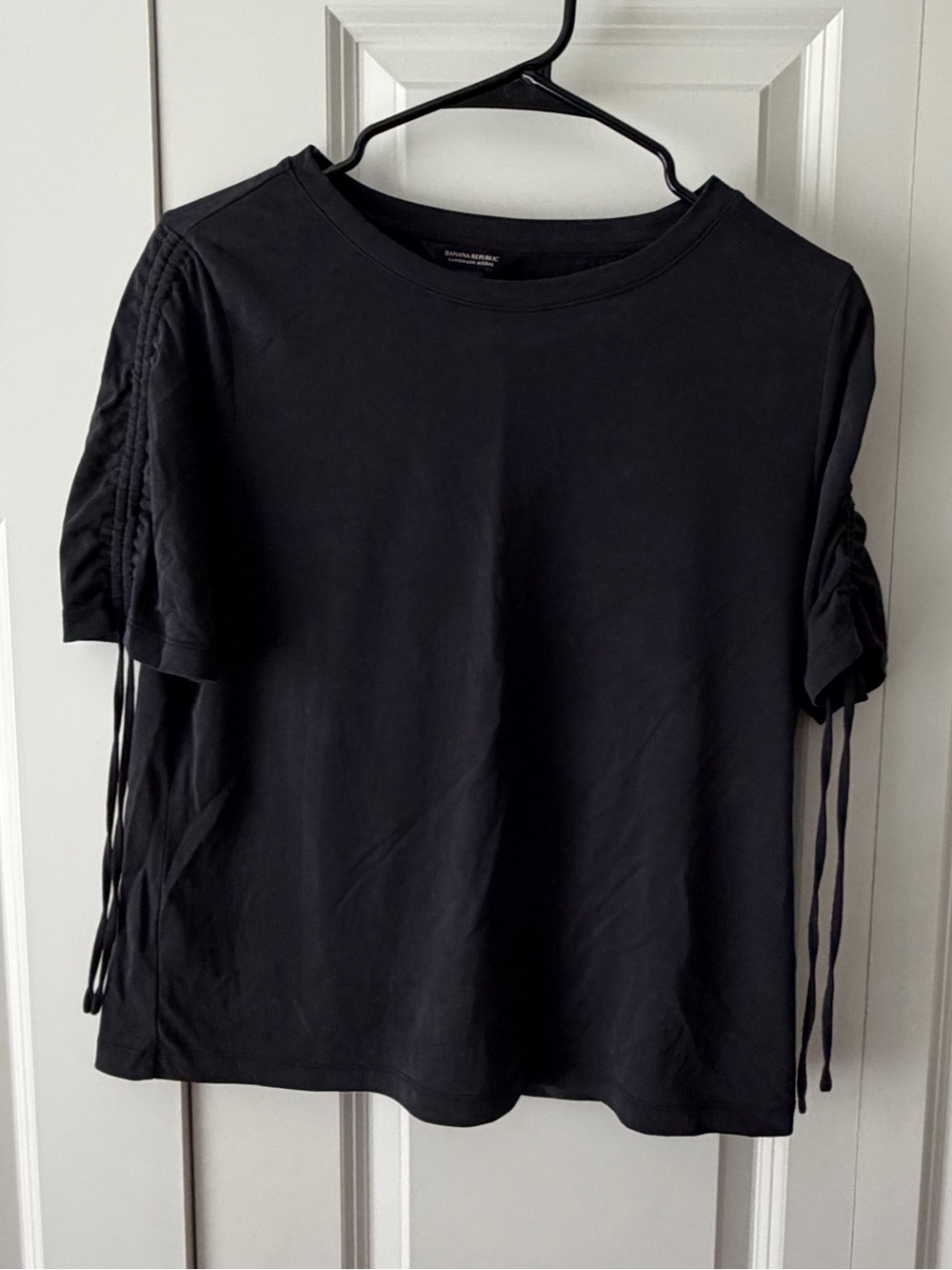 Banana Republic Sandwash Modal Black Ruched Tshirt